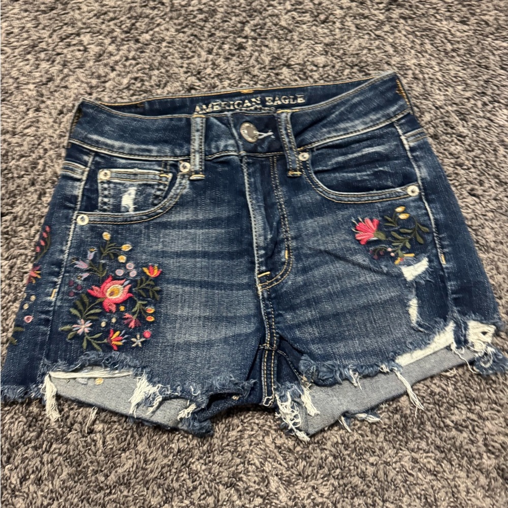 American Eagle Blue Jean Shorts with Distressed Style